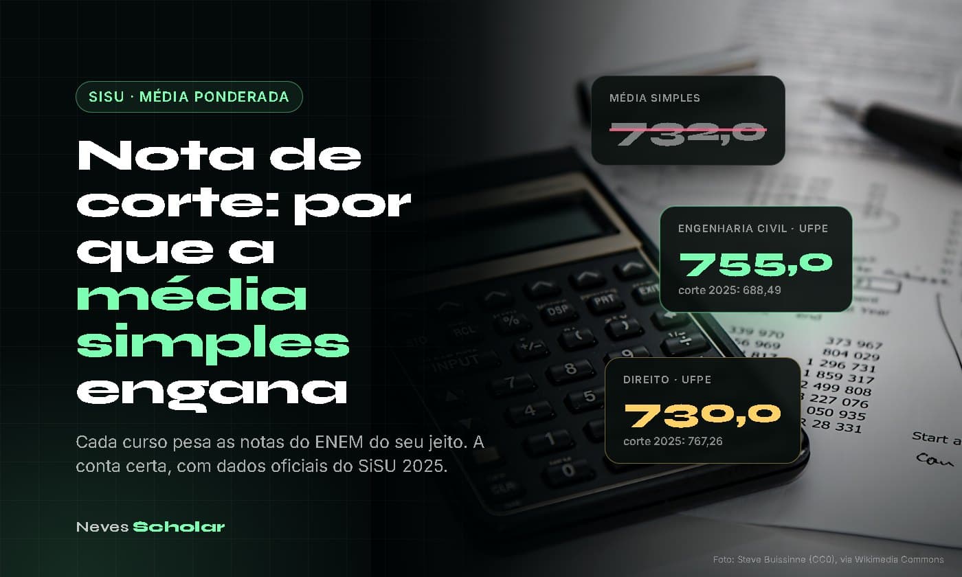 Nota de Corte do SiSU: Por Que a Média Simples Engana e Como Calcular a Sua de Verdade