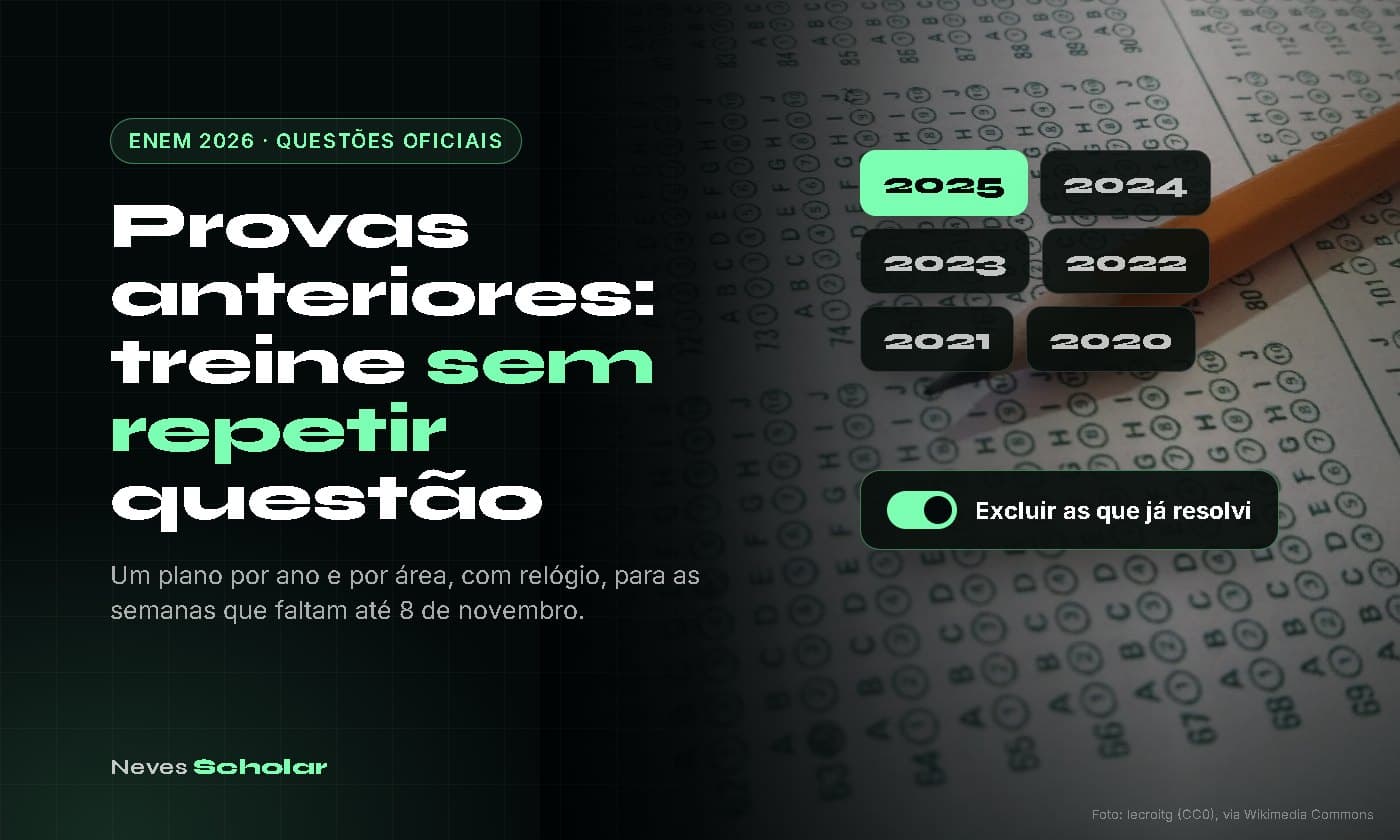Provas Anteriores do ENEM: Como Estudar Pelas Questões Oficiais de 2020 a 2025 Sem Repetir Questão